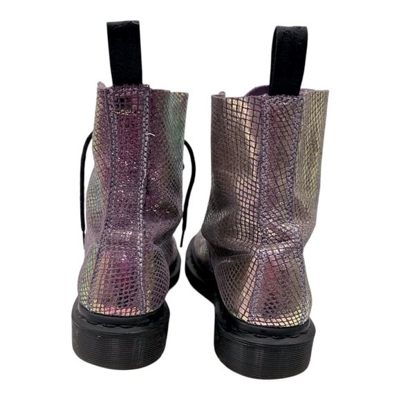 Dr. Martens Purple Combat Moto Boots 1460 PASCAL SNAKE METALLIC SUEDE BOOTS L 7 - Picture 8 of 10